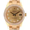 Rolex 31mm Datejust “Champagne Dial” 10pts Diamond index Diamond Bezel President bracelet Yellow Gold front