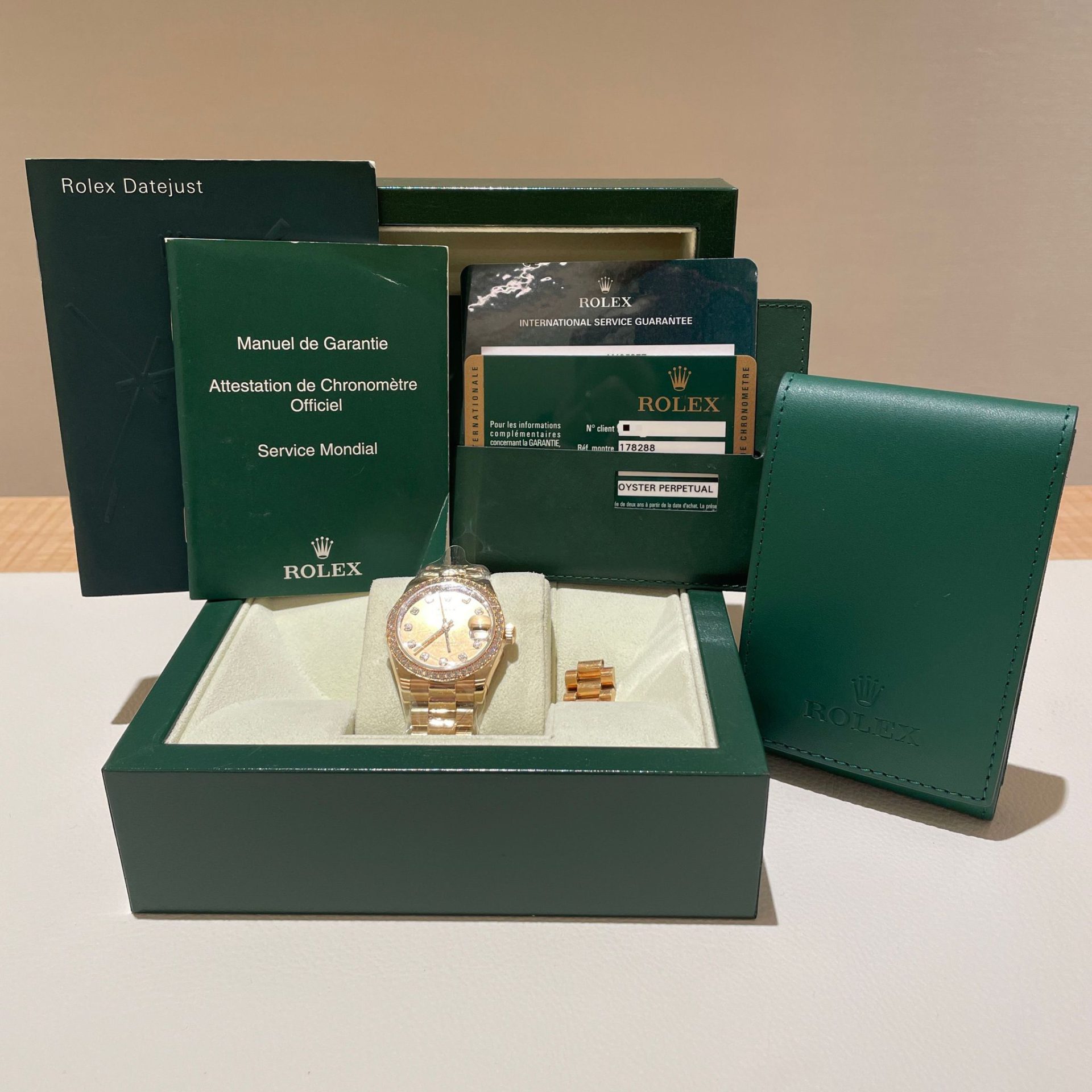 Rolex 31mm Datejust “Champagne Dial” 10pts Diamond index Diamond Bezel ...