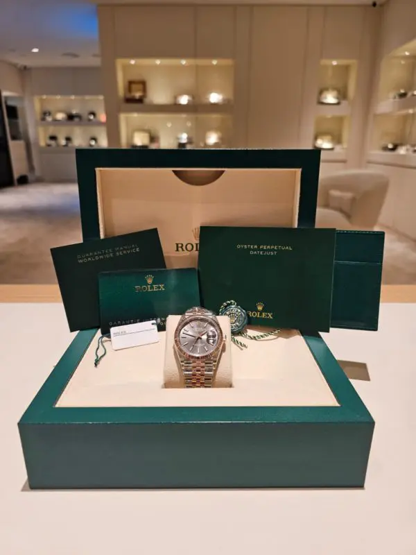 Rolex 36mm Datejust Jubilee “Grey Dial” Two-Tone Oystersteel and Everose Gold in box