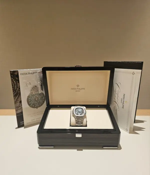 Patek Philippe 40mm Nautilus “Blue Dial” Moon Phases Steel in box
