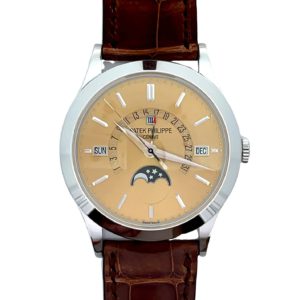 Patek Philippe 39.5mm “Honey Brown Dial” Retrograde Perpetual Calendar MoonPhase Platinum front