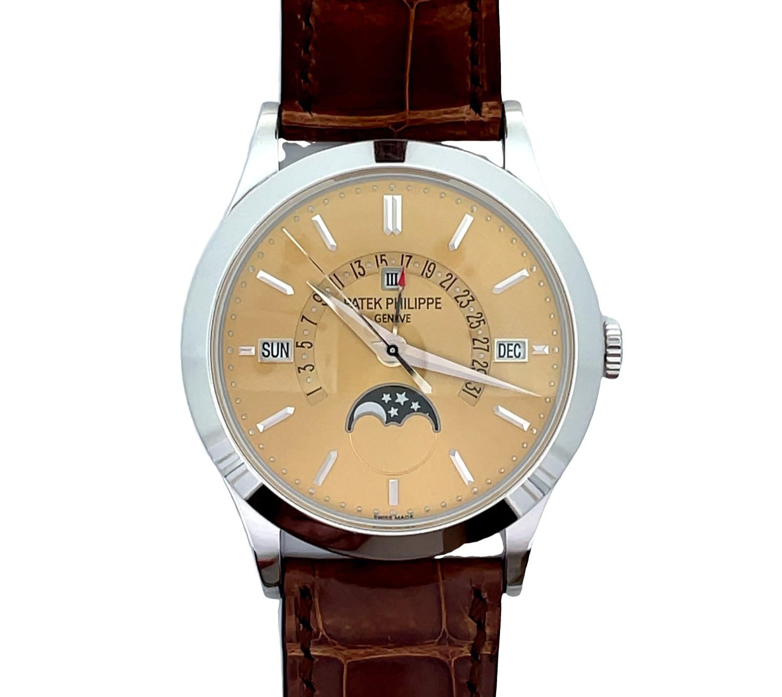 Patek Philippe 39.5mm “Honey Brown Dial” Retrograde Perpetual Calendar MoonPhase Platinum front