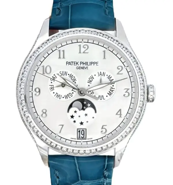 Patek Philippe 38mm Ladies Annual Calendar Moon Phases White Gold front