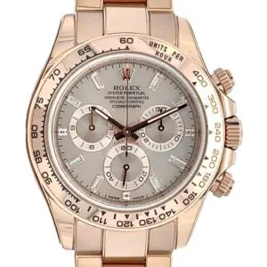 Rolex 40mm Daytona “Sundust Dial” with Baguette-Diamond Index Rose Gold front