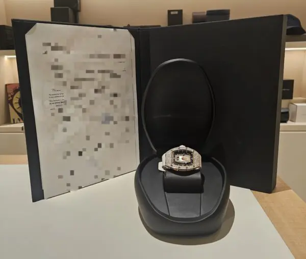 Richard Mille Ladies 52.20 x 34.40mm Snow Settings Diamond Inlay with MOP Dial White Gold in box