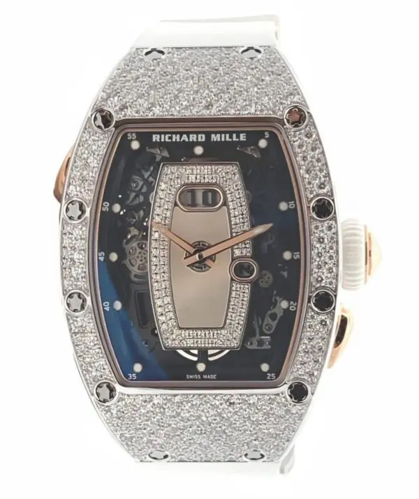 Richard Mille Ladies 52.20 x 34.40mm Snow Settings Diamond Inlay with MOP Dial White Gold