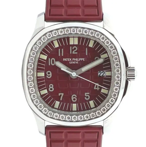 Patek Philippe 35.6mm Ladies Aquanaut Luce Burgundy Dial Steel front