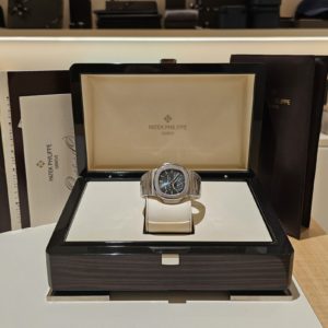 Patek Philippe 40mm Nautilus Moon Phases “Blue Dial” Steel in box