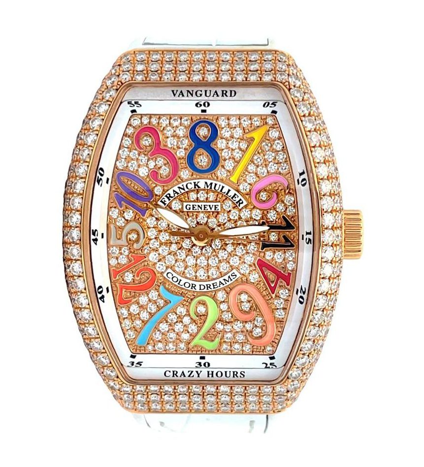 Frank Muller 42mm x 32mm Lady Crazy Hour Vanguard Color Dreams Diamond Set Rose Gold