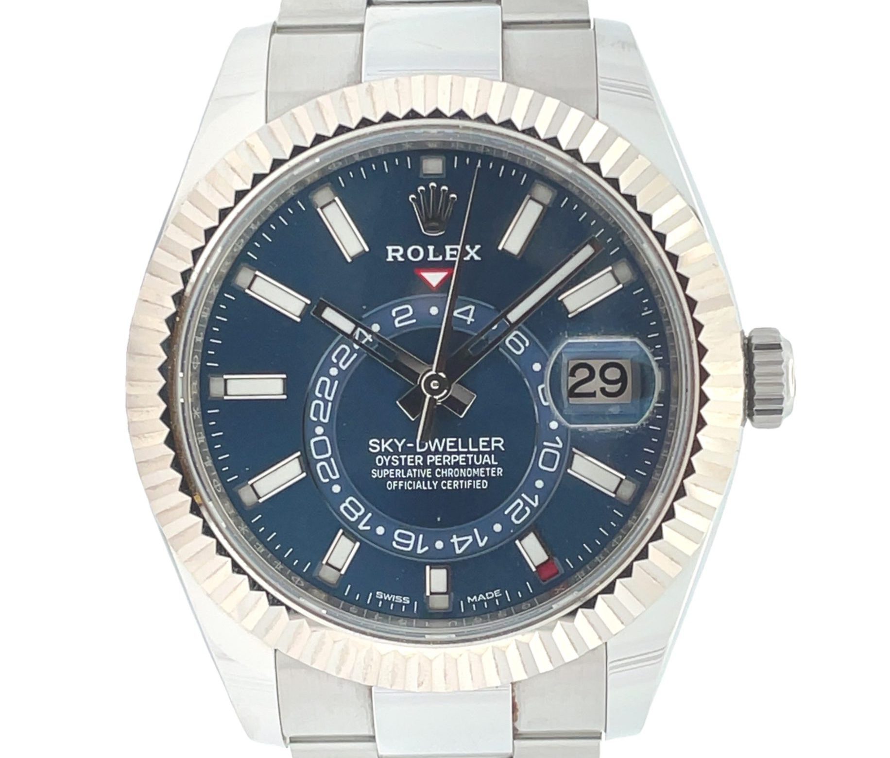 Rolex 42mm Sky-Dweller Blue Dial Oystersteel White Gold