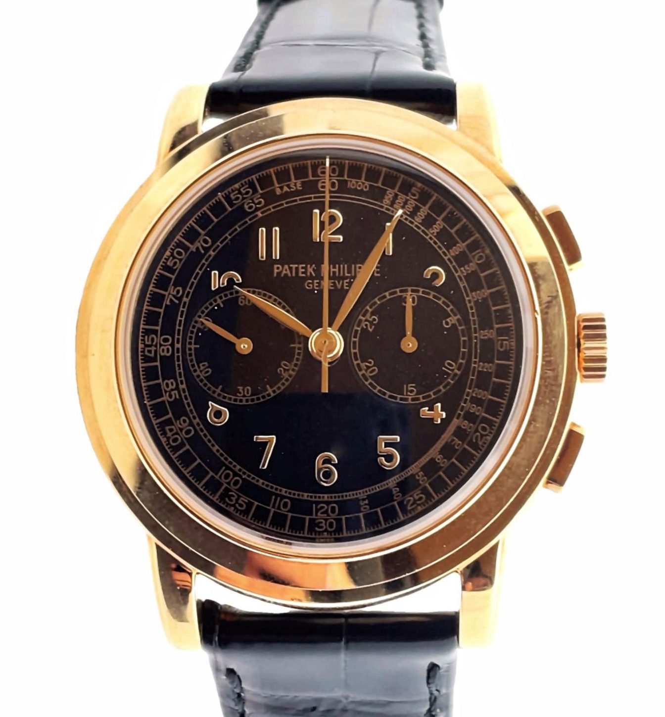 Patek Philippe 42mm “Discontinued” Chronograph "Black Dial" Yellow Gold