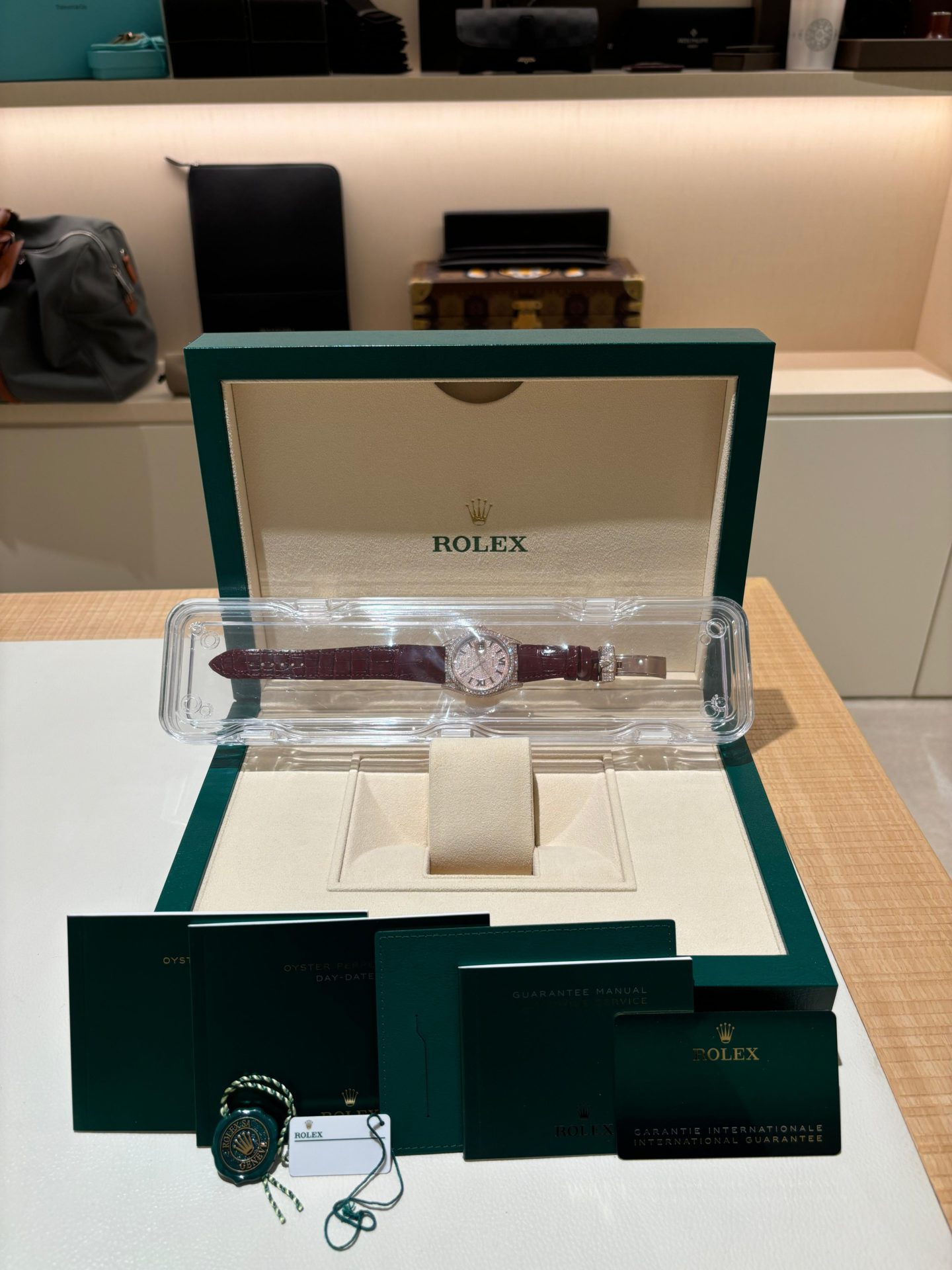 Rolex 36mm Day-Date Diamond Bezel Pave Diamond Roman Dial Rose Gold - Image 2
