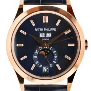 Patek Philippe Annual Calendar ''Blue Dial'' Baguette Diamond Index Rose Gold