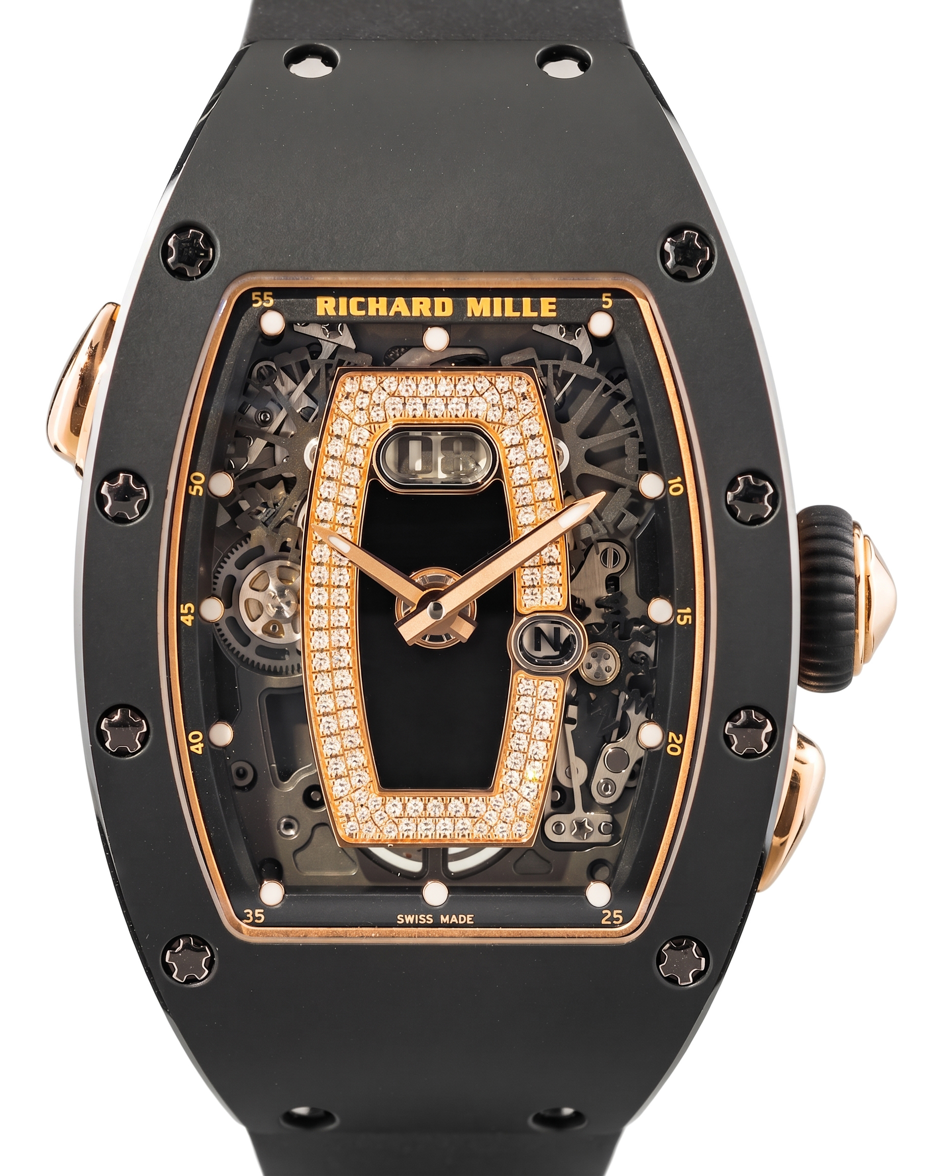 Richard Mille RM037 Onyx Dial Inlay Rose Gold Diamond Black Ceramic