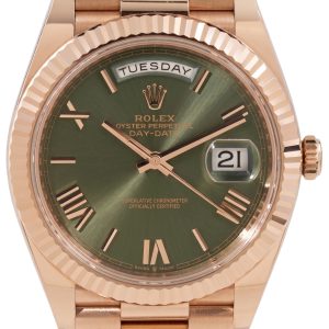 Rolex Day-Date Rose Gold Olive Green Dial 40mm